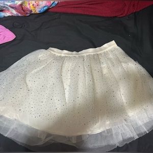 Rhinestone embellished tulle mini skirt
